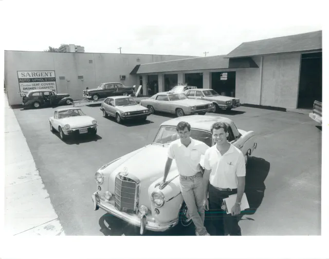 Classic cars outside Sargent Upholstery