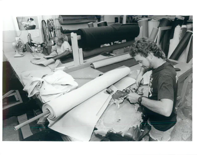 Craftsman at work in the upholstery shop